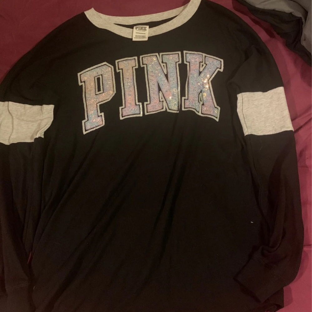 PINK Long Sleeve Campus Bling Tee